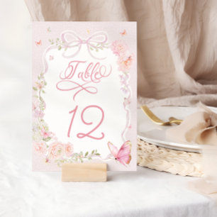 Elegant Pink Butterfly Table Number