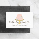 Elegant Pink Cake with Florals Cake Decorating<br><div class="desc">An elegant pastel pink tiered cake decorated with white flowers sits atop a faux gold cake stand for a beautiful aesthetic on this bakery or cake decorator's business card template. Update the calligraphic text with your name or business name for an instant logo. The double-sided design allows plenty of room...</div>