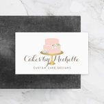 Elegant Pink Cake with Florals Cake Decorating Business Card<br><div class="desc">An elegant pastel pink tiered cake decorated with white flowers sits atop a faux gold cake stand for a beautiful aesthetic on this bakery or cake decorator's business card template. Update the calligraphic text with your name or business name for an instant logo. The double-sided design allows plenty of room...</div>