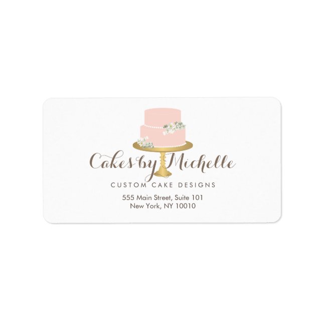Elegant Pink Cake with Florals Cake Decorating Label (Front)