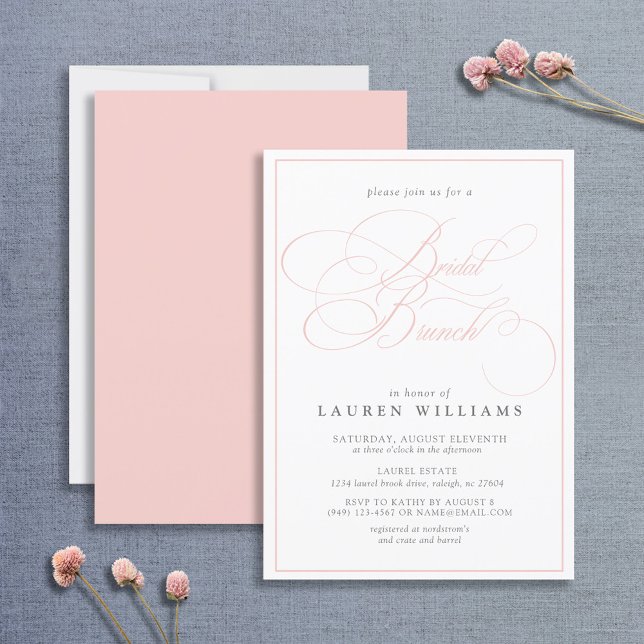 Elegant Pink Calligraphy Formal Bridal Brunch Invitation (Creator Uploaded)