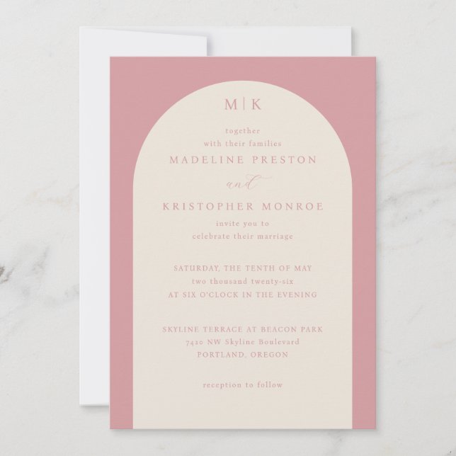Elegant Pink Calligraphy Invitation (Front)