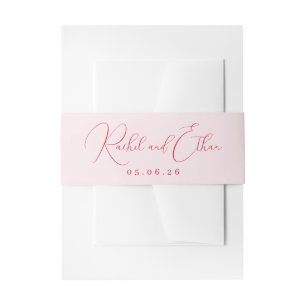 Elegant Pink Calligraphy Invitation Belly Band