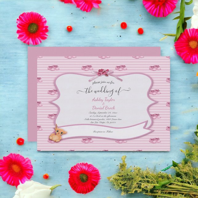 Elegant Pink Calligraphy Stylish Modern Wedding Invitation (Creator Uploaded)