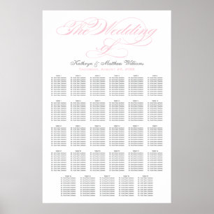 Elegant Pink Calligraphy Wedding Seating Poster