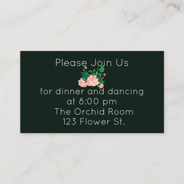 Elegant Pink Camellia  Reception Enclosure Card (Front)