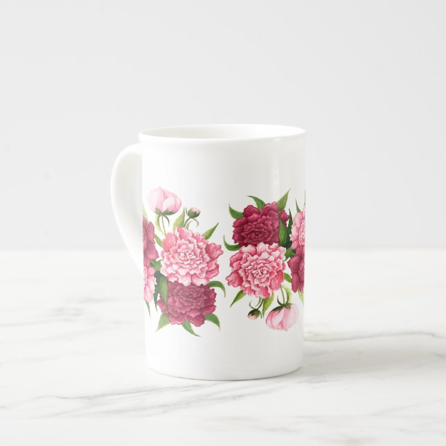 Elegant Pink Camellias Bone China Mug (Front Left)