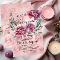 Elegant Pink Carnations 30th Birthday Party 