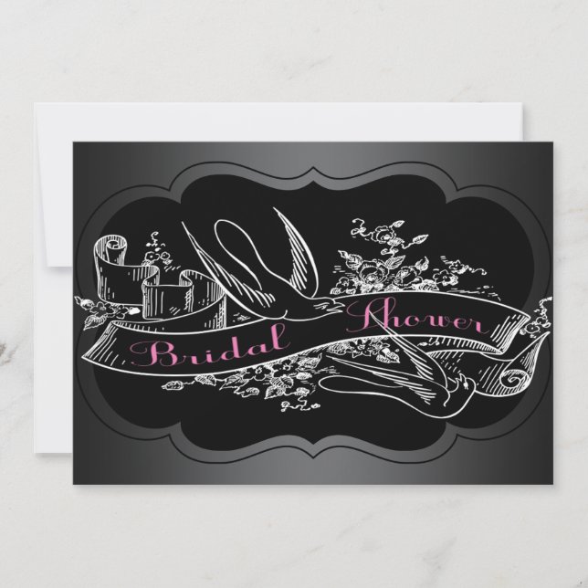 Elegant Pink Chalkboard Bridal Shower Invitation (Front)