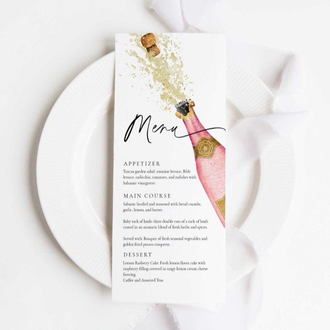 Elegant Pink Champagne Theme Menu Card (Creator Uploaded)