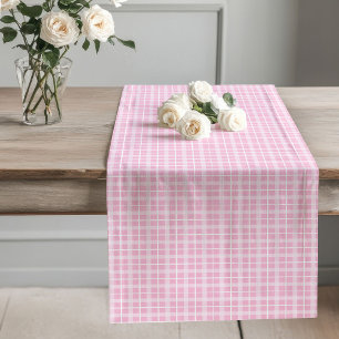 Elegant Pink Check Table Runner Spring Table Decor