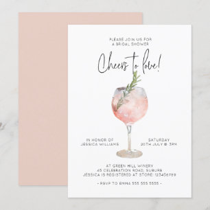 Elegant Pink Cheers to Love Bridal Shower Invitation