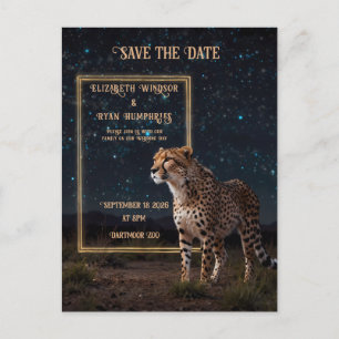 Elegant Pink Cheetah Wedding Invitation Photo   Postcard