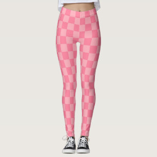 Elegant Pink Chequerboard Leggings