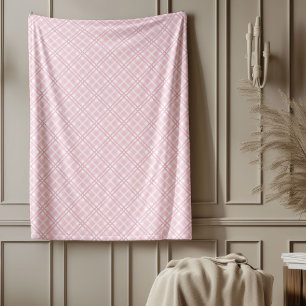 Elegant Pink Chequered Classic Country Style Fleece Blanket
