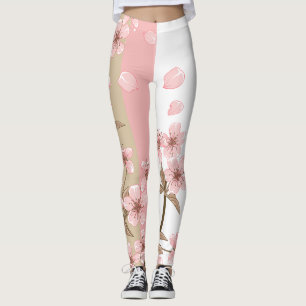 Elegant Pink Cherry Blossom Branch Leggings