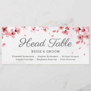 Elegant pink cherry blossom find your seat card