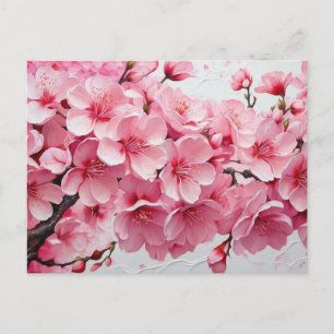 Elegant Pink Cherry Blossom Flowers Postcard