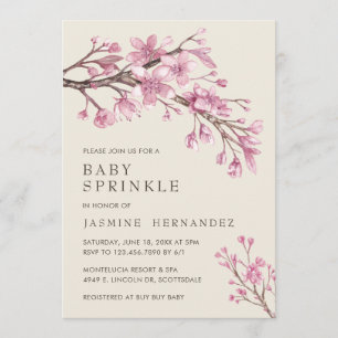 Elegant Pink Cherry Blossom Girl Baby Sprinkle Invitation