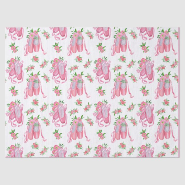 Elegant Pink Cherry Blossom Pattern | Watercolor  Tissue Paper (Front)