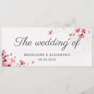 Elegant pink cherry blossom the wedding of menu