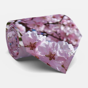 elegant pink cherry blossom tree photograph tie