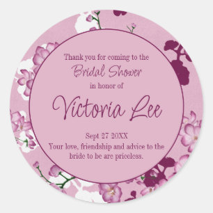 Elegant Pink Cherry Blossoms Afternoon Tea Classic Round Sticker