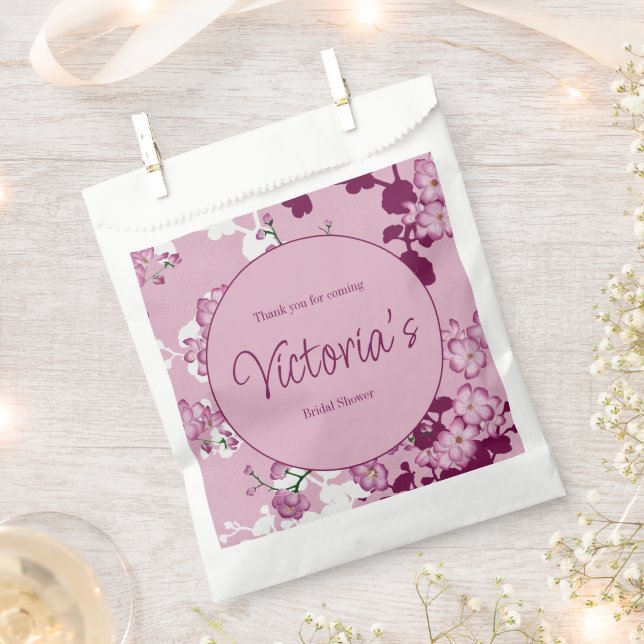 Elegant Pink Cherry Blossoms Afternoon Tea Favour Bags (Clipped)