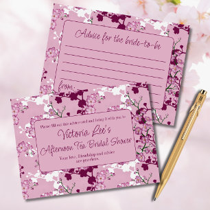 Elegant Pink Cherry Blossoms Bridal Shower Advice Card