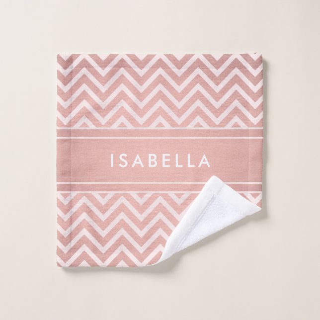 Elegant Pink Chevron Pattern Girly Faux Rose Gold Wash Cloth (Wash Cloth)