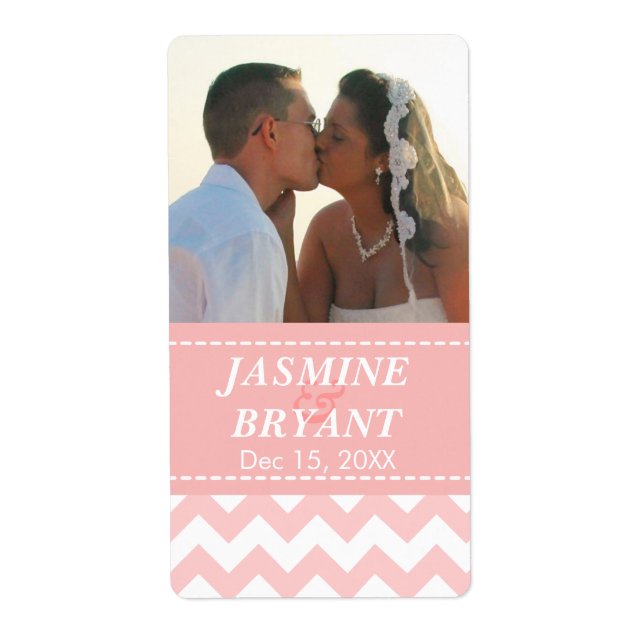 Elegant Pink Chevron Pattern Wedding (Front)