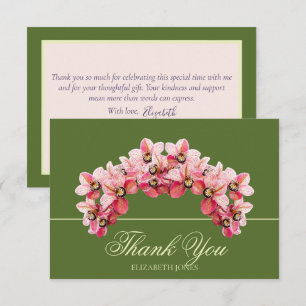 Elegant Pink Chic Orchid Bridal Shower Thank You Card