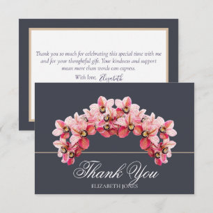 Elegant Pink Chic Orchid Bridal Shower Thank You Card