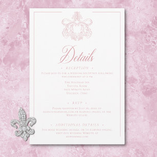 Elegant Pink Chinoiserie Bird Crest Wedding Enclosure Card