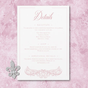 Elegant Pink Chinoiserie Bird Crest Wedding Enclosure Card