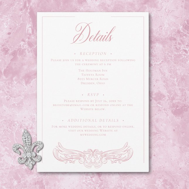 Elegant Pink Chinoiserie Bird Crest Wedding Enclosure Card (Elegant Pink Chinoiserie Bird Crest Wedding Enclosure Card)