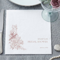 Elegant Pink Chinoiserie Nature Bird Bridal Shower