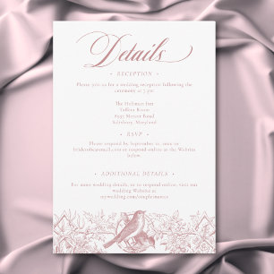 Elegant Pink Chinoiserie Nature & Birds Wedding Enclosure Card