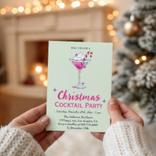 Elegant Pink Christmas Cocktail Party Invitation