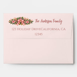 Elegant Pink Christmas Coquette Holiday Envelope