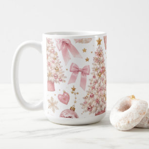 Elegant Pink Christmas Pattern Coffee Mug