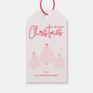 Elegant Pink Christmas Tree Gift Tags