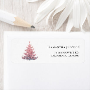 Elegant Pink Christmas Tree return address label