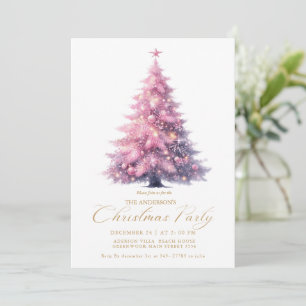 Elegant Pink Christmas Tree Winter Invitation