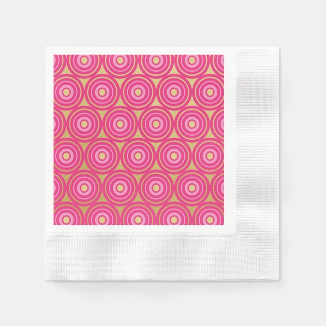 Elegant Pink Circles Beverage Napkins (Front)