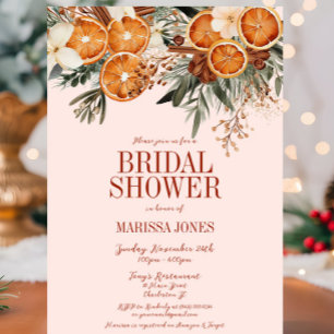 Elegant Pink Citrus Floral Bridal Shower Invitation