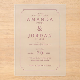 Elegant Pink Classic Wedding Invitation