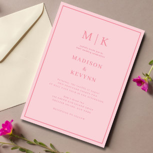 Elegant Pink Classic  Wedding  Invitation