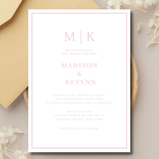 Elegant  Pink Classic  Wedding  Invitation (Creator Uploaded)