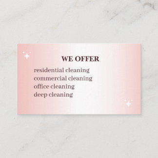 Elegant Pink Cleaning Service Business Card 